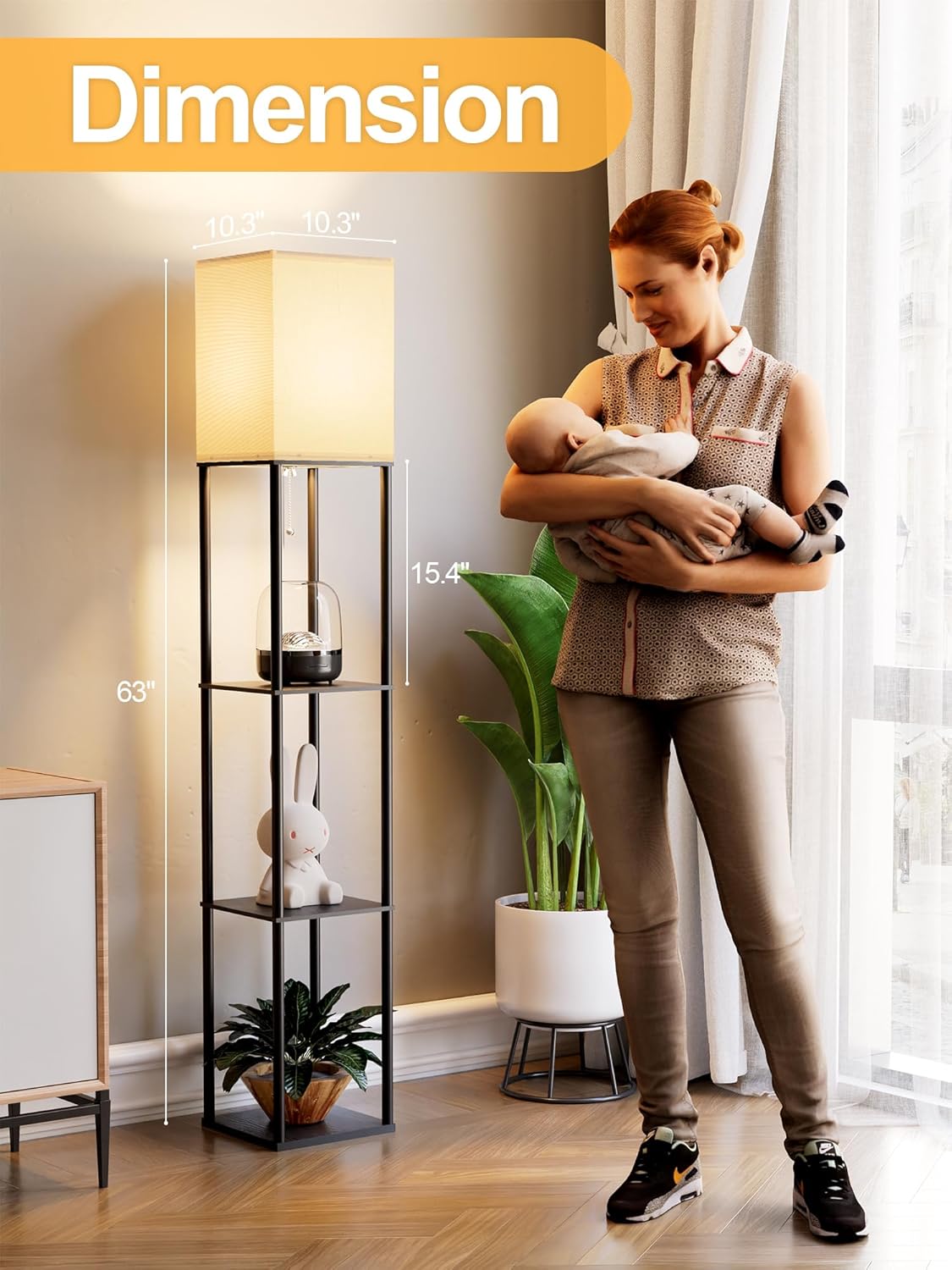 Skiennix Floor Lamp - Stylish Corner Display with 3 CCT LED Bulb & White Linen Shade | Versatile Organizer for Living Room & Bedroom