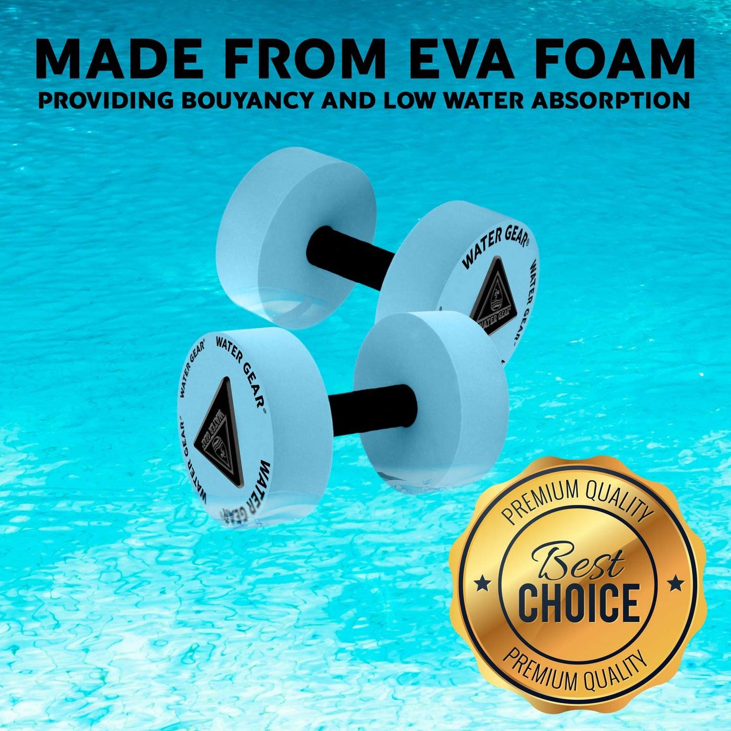 Water Gear Resistance Bells - Water Fitness and Pool Exercise - Intense Workout Without Added Stress - Easy on Joints (AQUA, 40% Resistance)