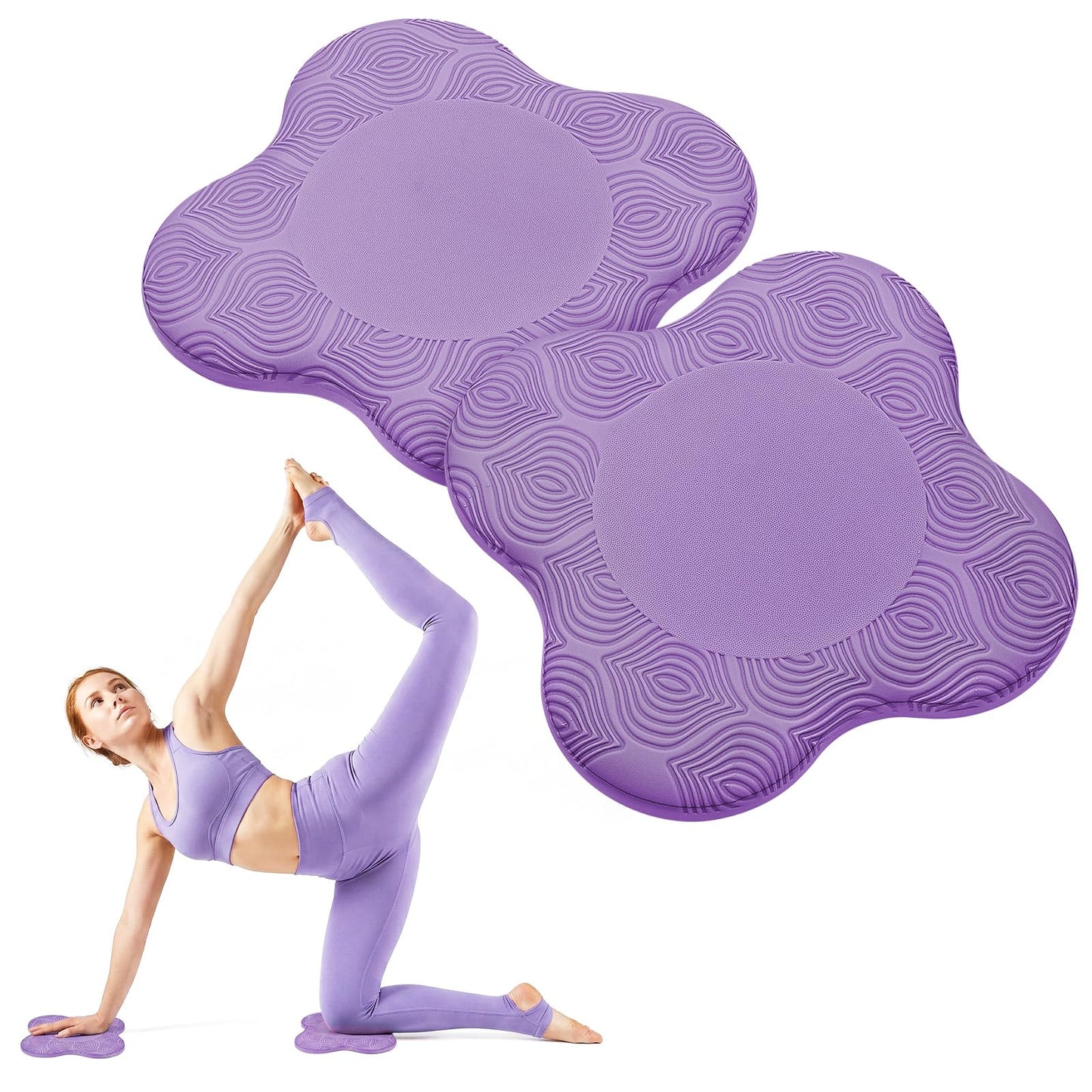 CarryEpic Yoga Knee Pads Set of 2 – Extra Soft Non-Slip Yoga Knee Pad Cushion for Knees Elbows Wrists – Pilates & Workout Knee Pads for Floor Exercises, Kneeling, Stretching, Fitness, Purple