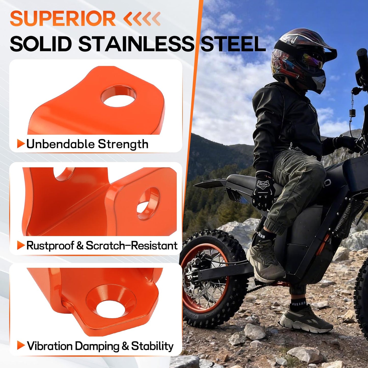 MurDvll Electric Dirt Bike Foot Pegs Bracket Holder Compatible with Tuttio Soleil 01, Stainless Steel Footpegs Mount Footrest Bracket for tutti soleil 01 Accessories (Orange)