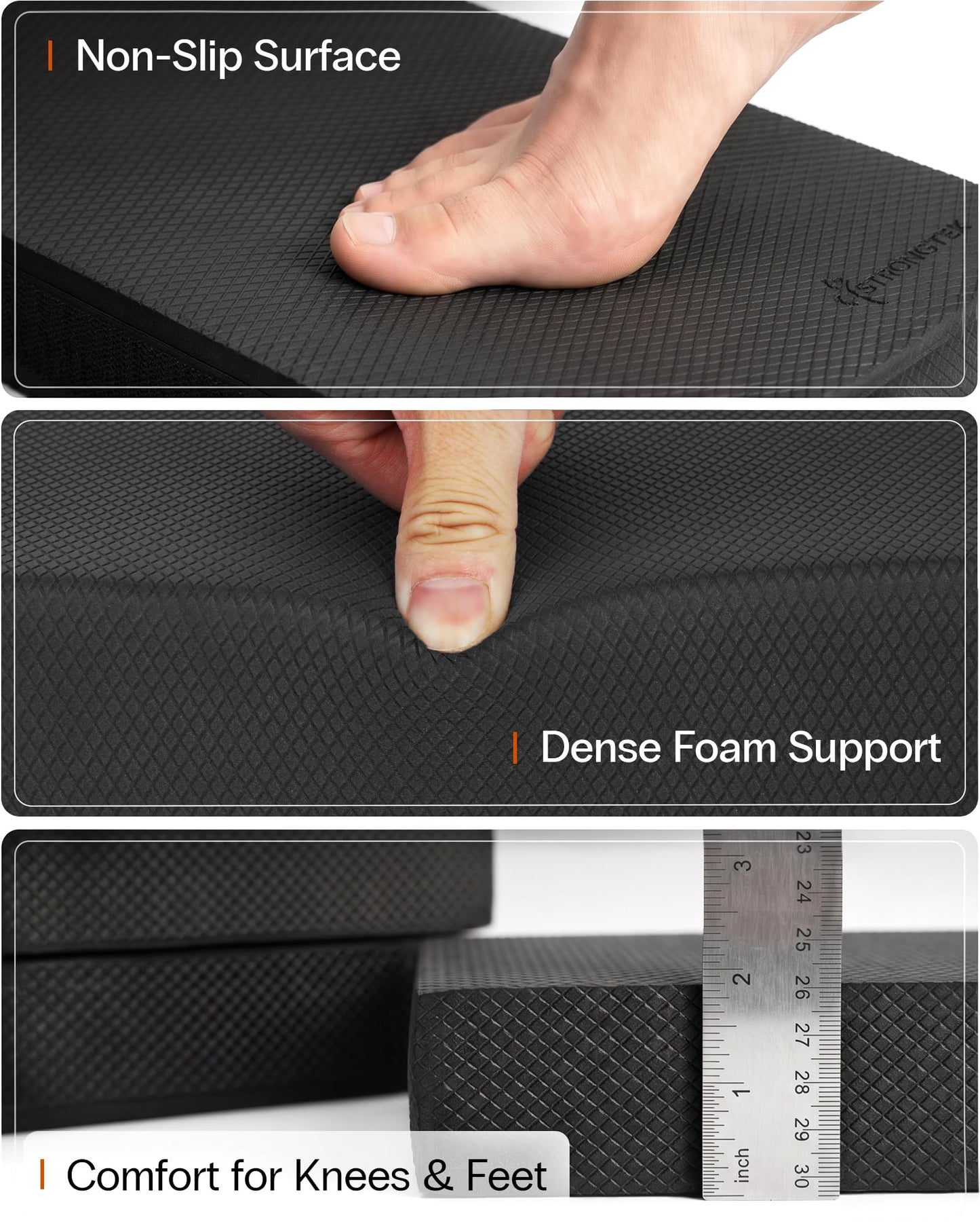 StrongTek 2-in-1 Non-Slip Balance Pad - High-Density Foam Cushion, Supportive Exercise Mat & Knee Pad for Core Training, Yoga, Pilates, Physical Therapy, Stability Training, Stretching, and Rehab