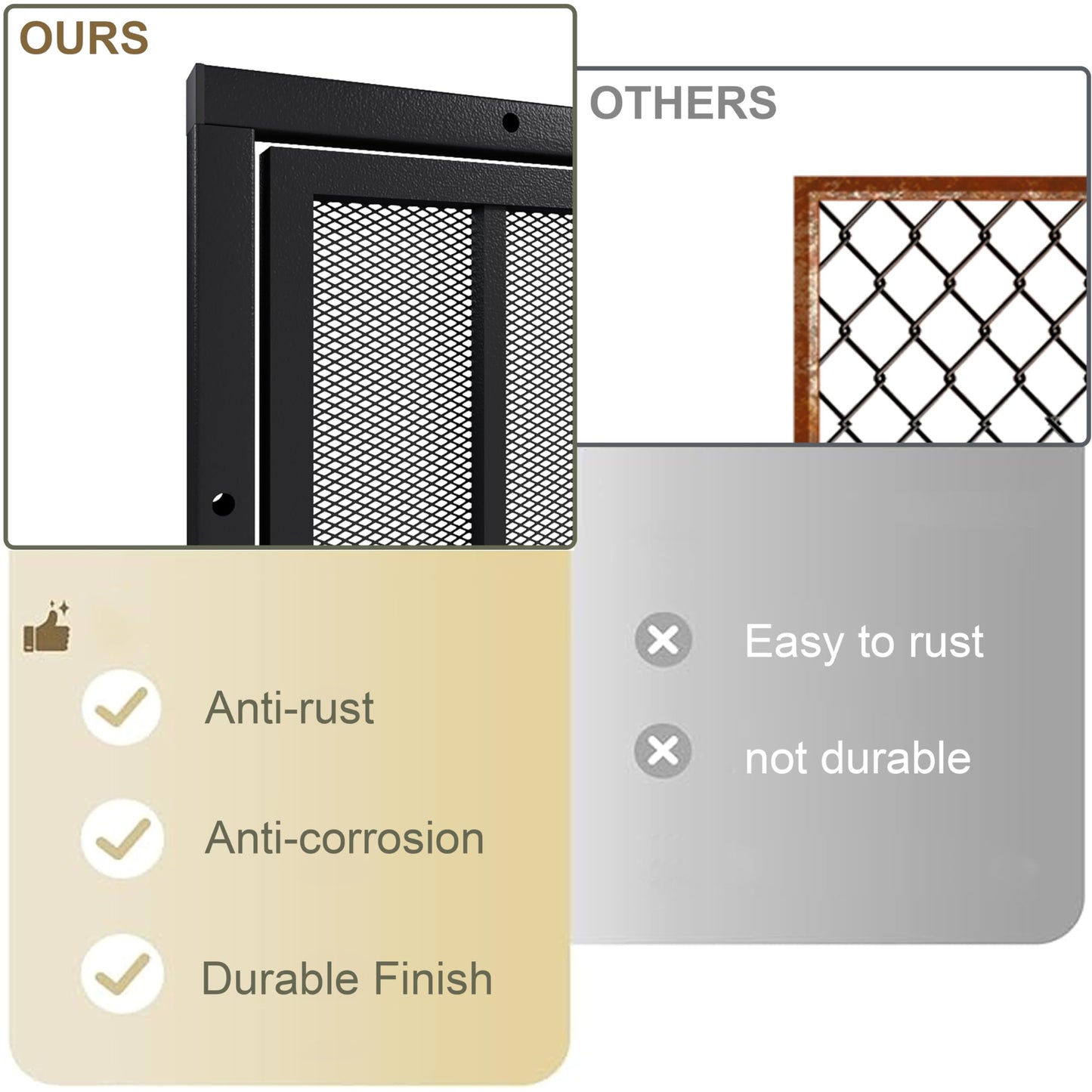 JUBEST 32 in. x 80 in. Security Screen Door, Reversible Powder Coated Black Surface Mount Outswing Steel Security Door with Expanded Metal Screen, Prehung Steel Exterior Doors, Durable&Safe