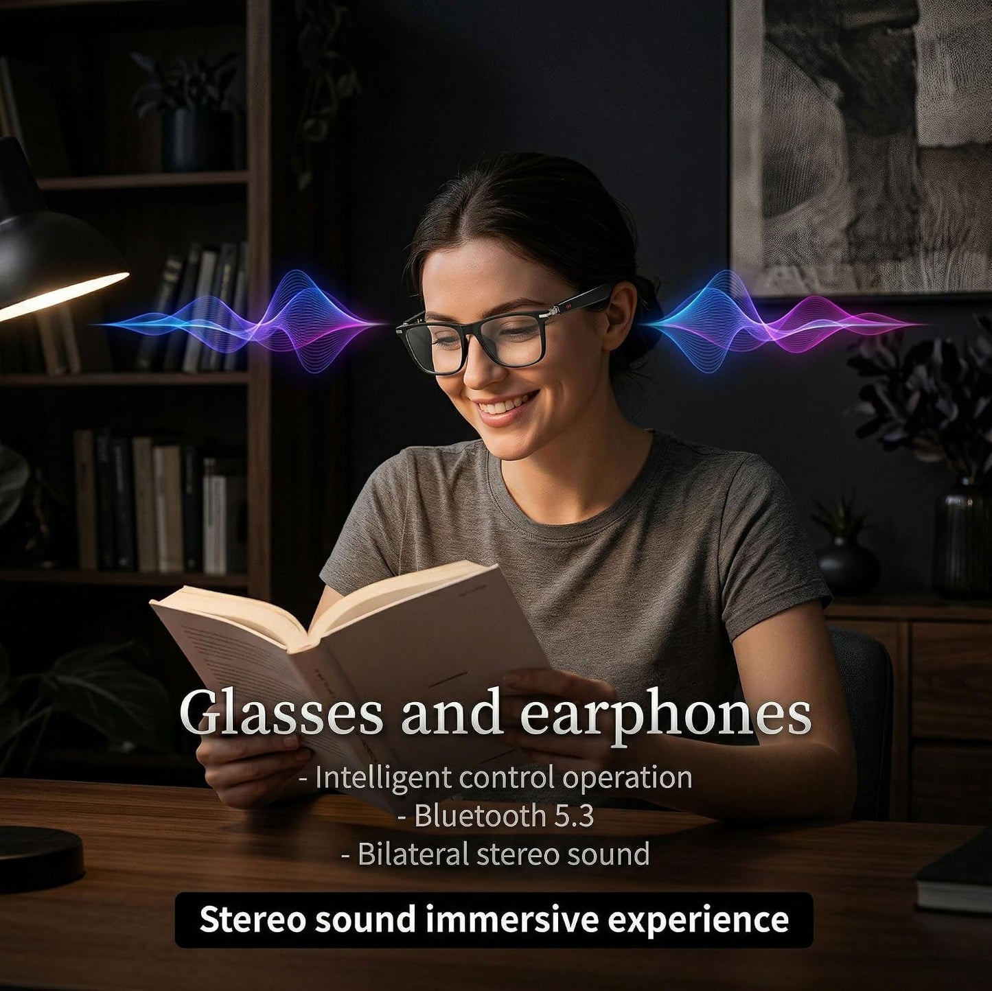 Fecoul 164 Glasses-M01-Black) AI Smart Bluetooth Glasses with Languages Translator with Speaker Photochromic Lenses