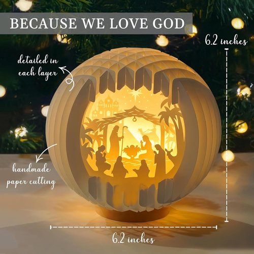 Light Up Nativity Scene - LED Tabletop Christmas Decorations | Small Religious Gifts for Women
