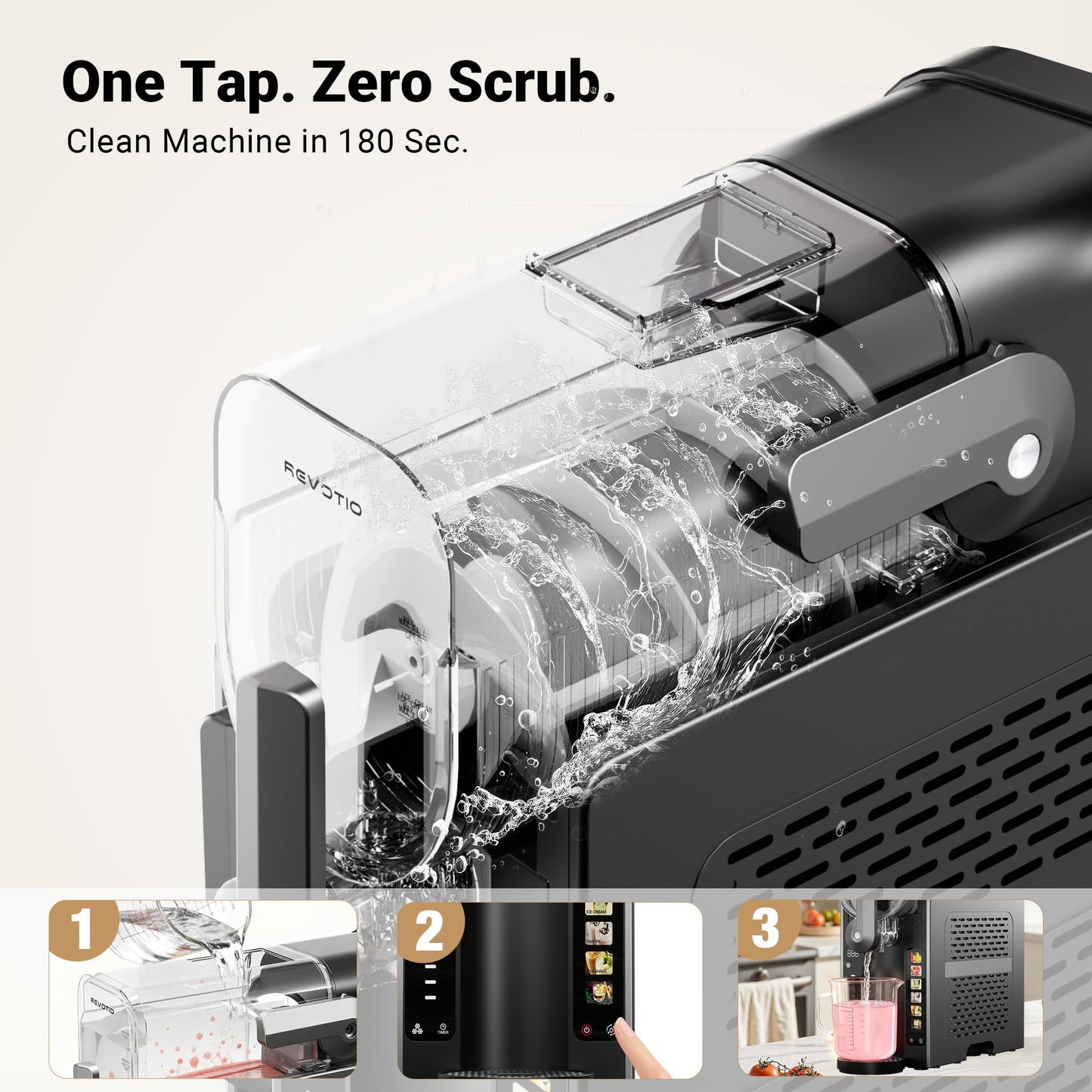 REVOTIO Slushie Machine for Home, 88 oz Slushy Machine, No Ice Needed Frozen Drink Maker with 6 Presets, Quiet, Auto-Clean, LED Display, Black, Perfect for Margaritas, Frappés, Milkshakes and More