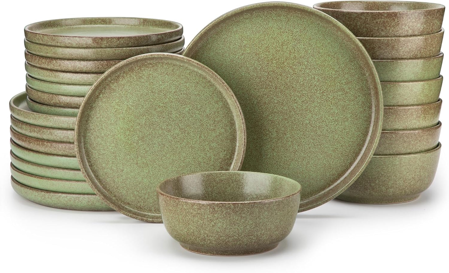 Vancasso ZERMATT Dinnerware Set for 8 - 24 Pieces Scratch Resistant Stoneware | Dishwasher & Microwave Safe, Green