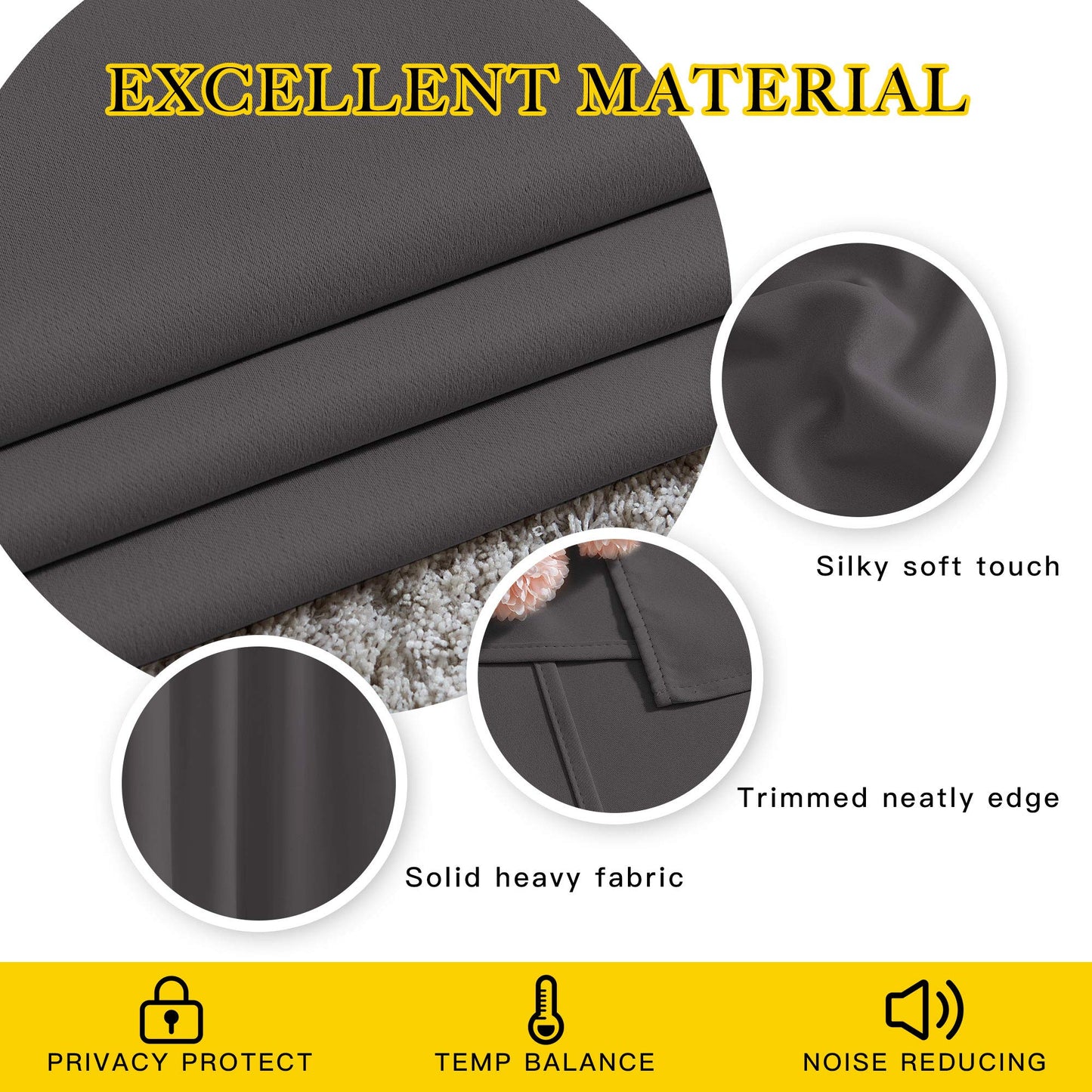 NICETOWN Bedroom Blackout Curtains Panels - Triple Weave Energy Saving Thermal Insulated Solid Grommet Blackout Draperies for Patio (80 inches by 108 Inch, Grey, Set of 2)