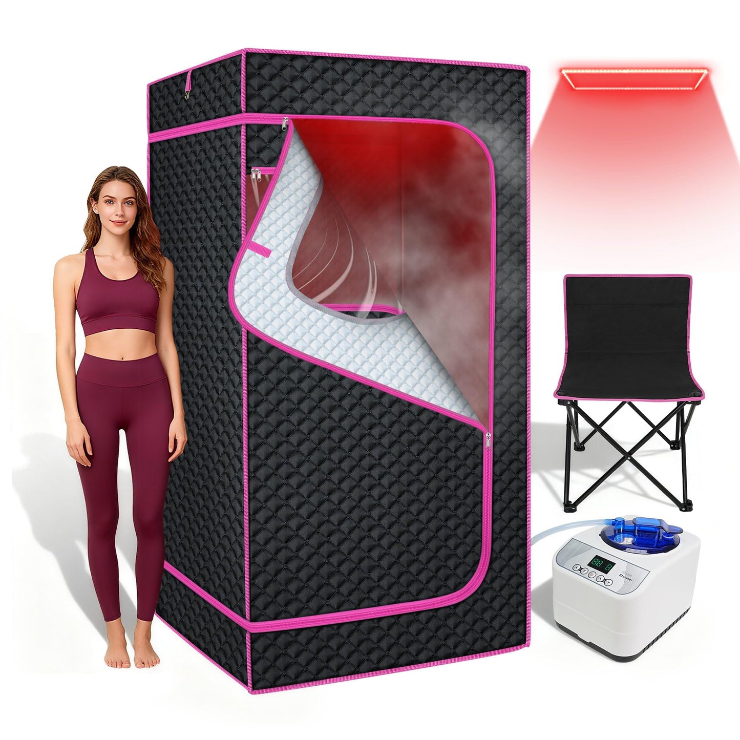 STEECA Portable Infrared Sauna Box for Home, Steam Sauna Tent with 1300W 3L Steamer, Full Body Relaxation for Indoor Use