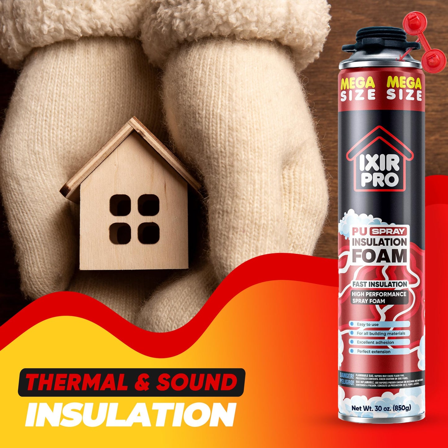 Spray Foam Insulation Can (12 x 30 oz) Expanding Sealant, Mega Size Closed Cell Spray Foam Insulation, High Density, Walls Ceiling Windows Doors