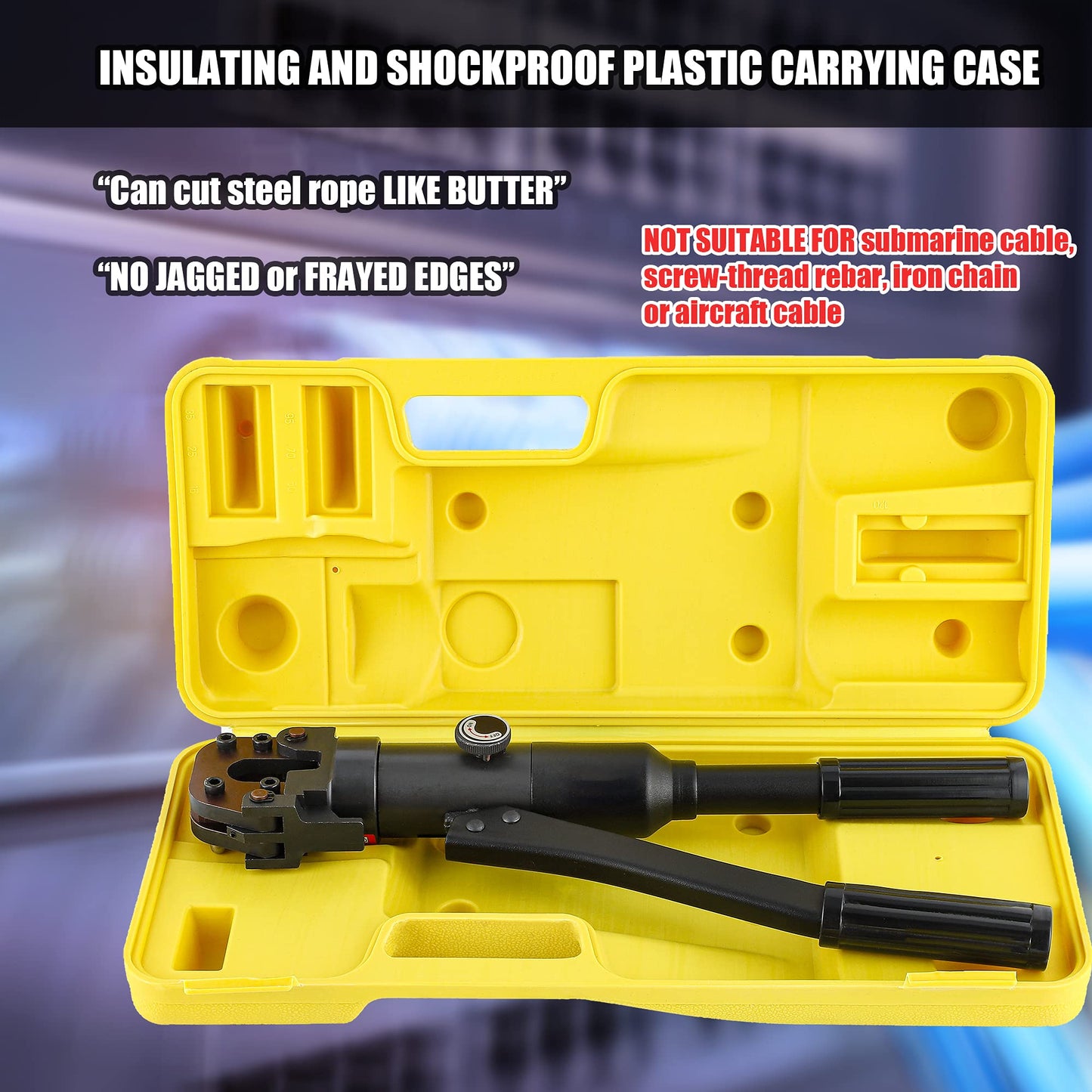 NEWTRY Hydraulic Cable Cutter Hydraulic Rebar Cutter φ25/32” Steel Wire Cutter 60KN Bolt Cutter for Copper Aluminum Cable, Armoured Cable, ACSR, Wire Rope, Steel Strand Wire, Aluminum Wire