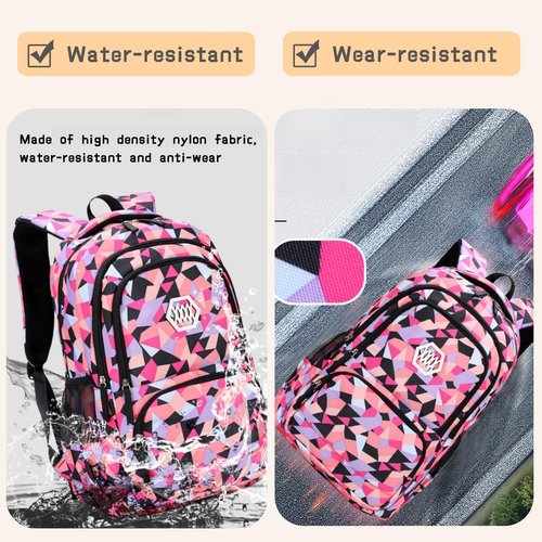 Bansusu Geometric Print Kids Backpack for Girls Boys School Bag Bookbags