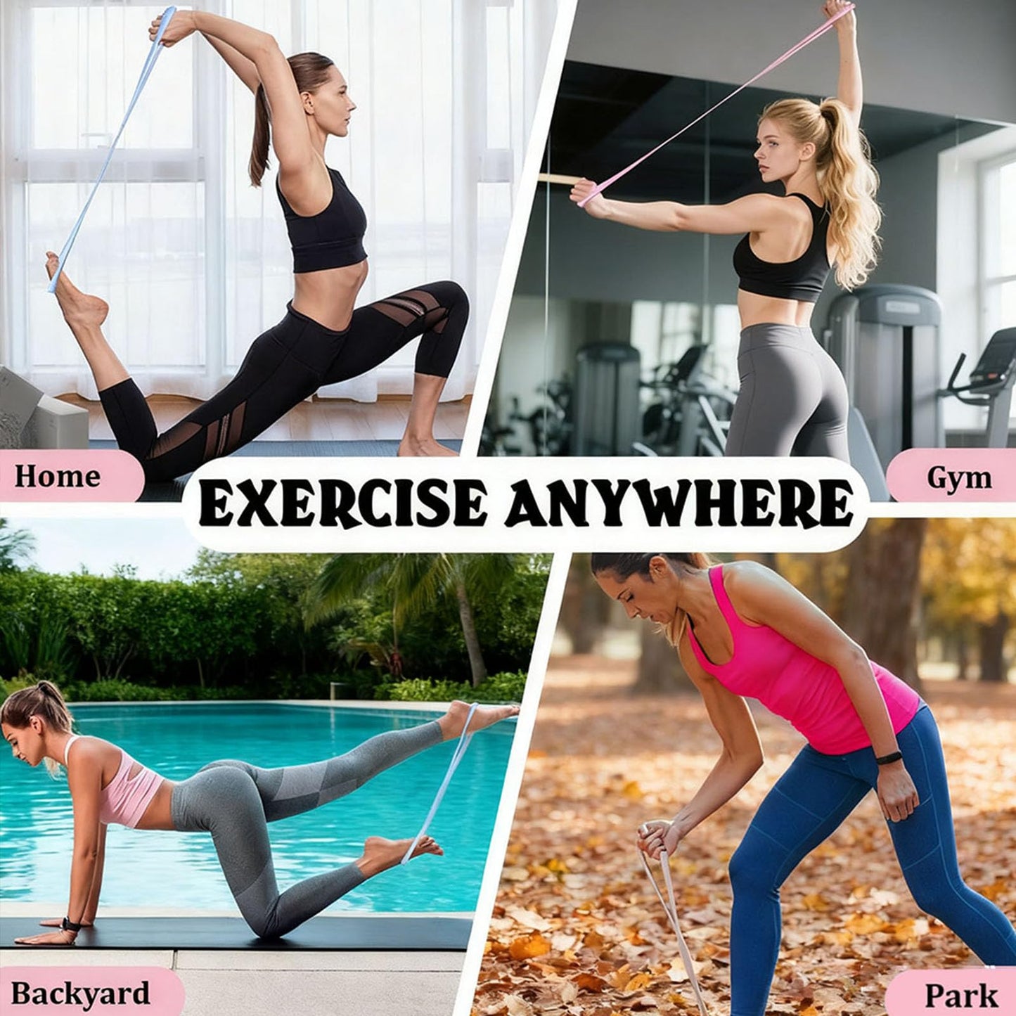 JYTIYUWA Resistance Bands with Handles,Figure 8 Resistance Band Elastic Fitness Bands Exercise Band for Home Yoga Gym Workout Purple 15LB