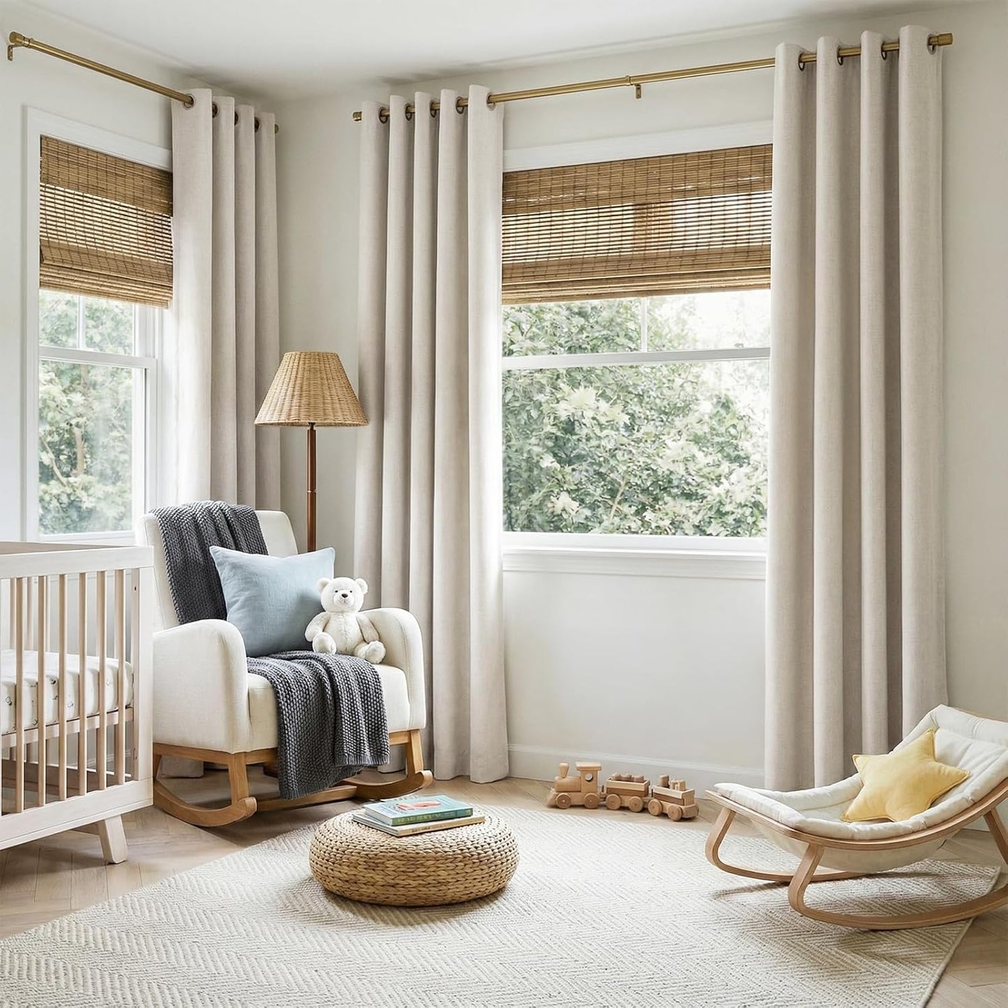 Skiennix 100% Blackout Sliding Door Curtains - Extra Wide Grommet Drapes, 50”W x 63”L, Beige