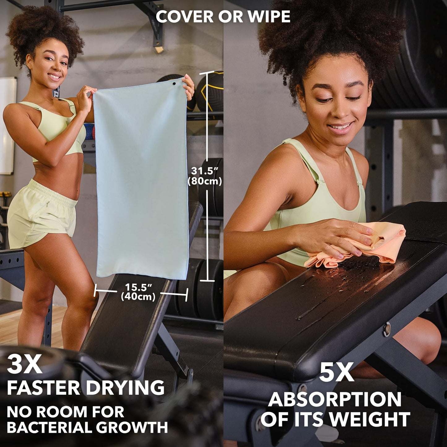 Trailoom Microfiber Workout Towels - Quick Dry, Highly Absorbing, Odor-Free, for Women & Men - Gym Sweat Sports Towel for Hot Yoga, Tennis, Running, Exercise, Working Out, Camping, Set of 5 Pastel