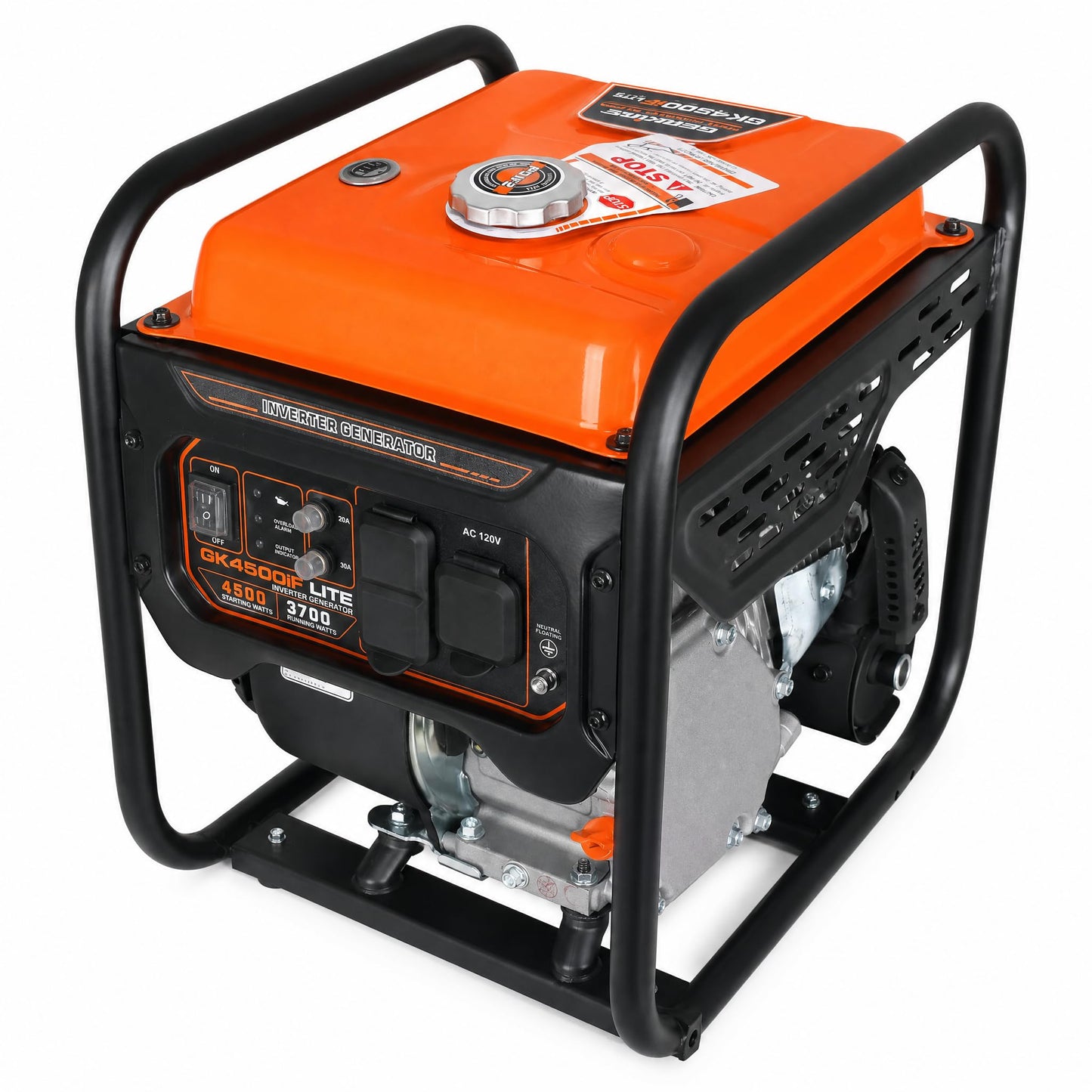 Genkins 4500 Watt Open Frame Inverter Generator 30 Amp Pure Sine Wave Noise Reduced 50% 56lbs EPA complied Gas Powered