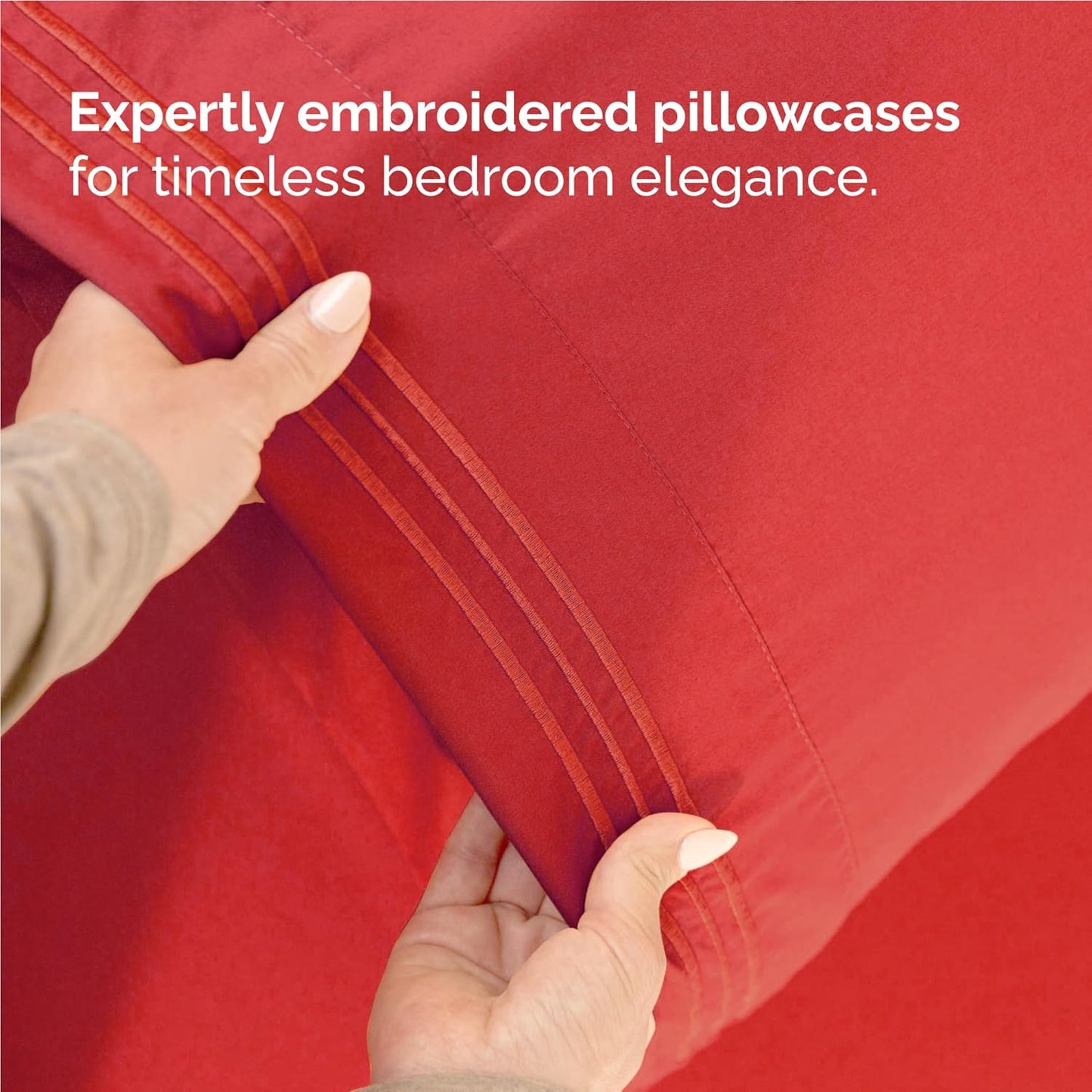 Skiennix Full Size 4-Piece Sheet Set - Comfy Cooling Bed Sheets | Ultra-Soft, Deep Pockets, Red