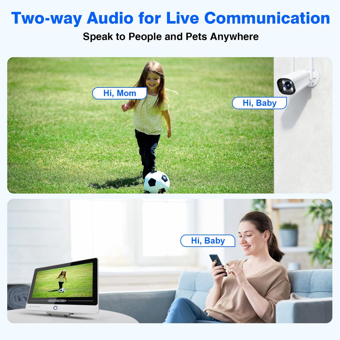 Wireless Security Camera System with 12" Monitor, Human Detection, Floodlight, Siren Alarm, 2-Way Audio, 4PCS 5MP Camera, Expandable 16CH NVR, Home Business Surveillance, 3TB HDD