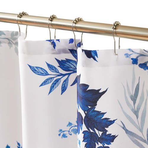 Lush Decor Fantasia Shower Curtain Single 72" W x 72" L Teal & Blue - Floral Shower Curtains - Tropical Bath Curtain - Bird Print - Modern Decor