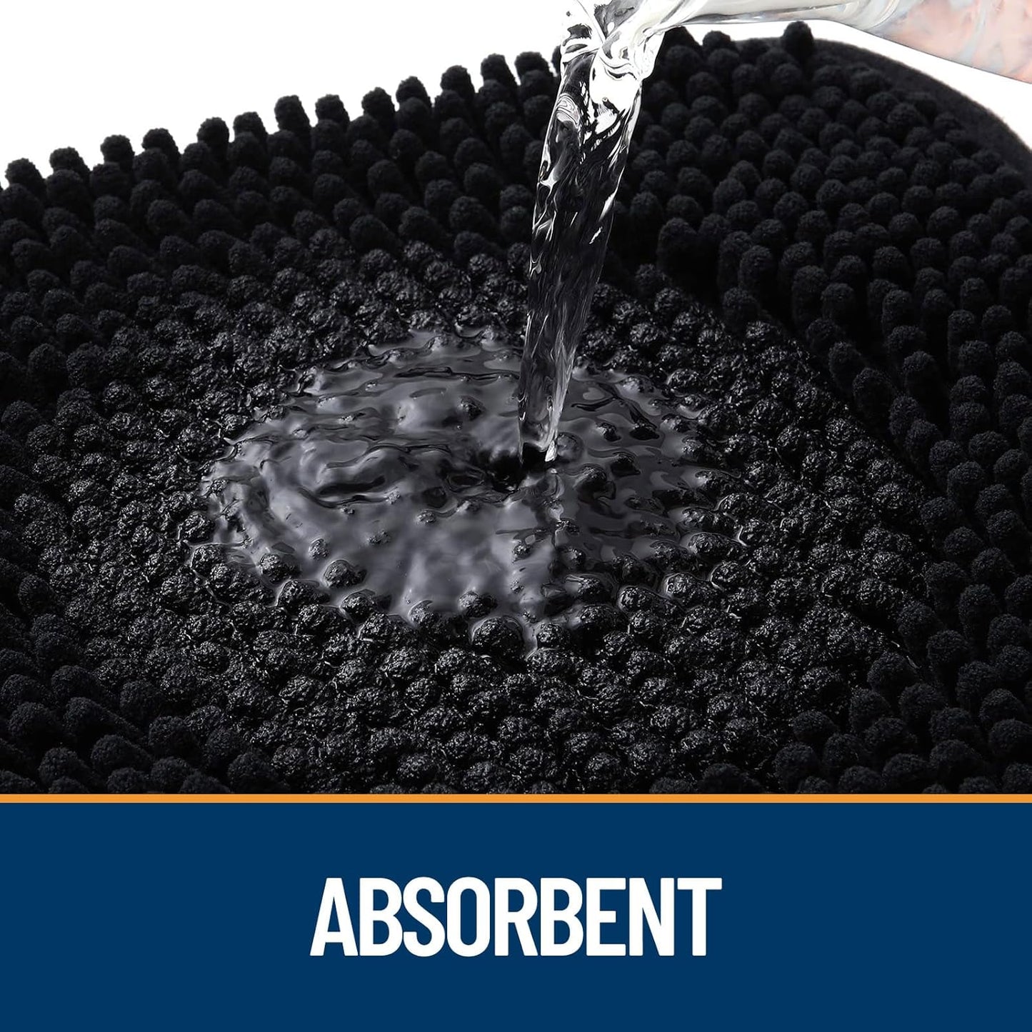 OLANLY Dog Door Mat - Absorbent Non-Slip Chenille Mat for Muddy Paws | 50x30 Inches, Quick Dry, Black