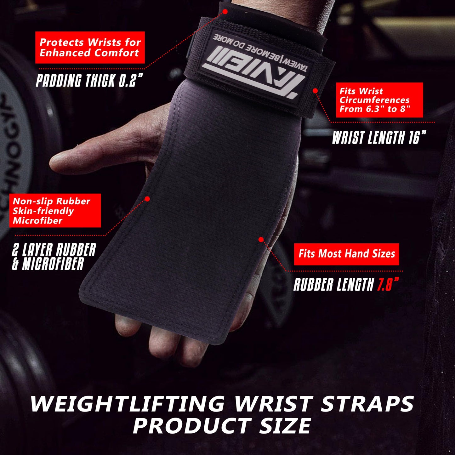 TAVIEW Wrist Straps for Weightlifting for Maximum Grip Support - Lifting Deadlift Strap & Weight Lifting Grips Gloves for Working Out Pull Up Deadlifting & Shrugs
