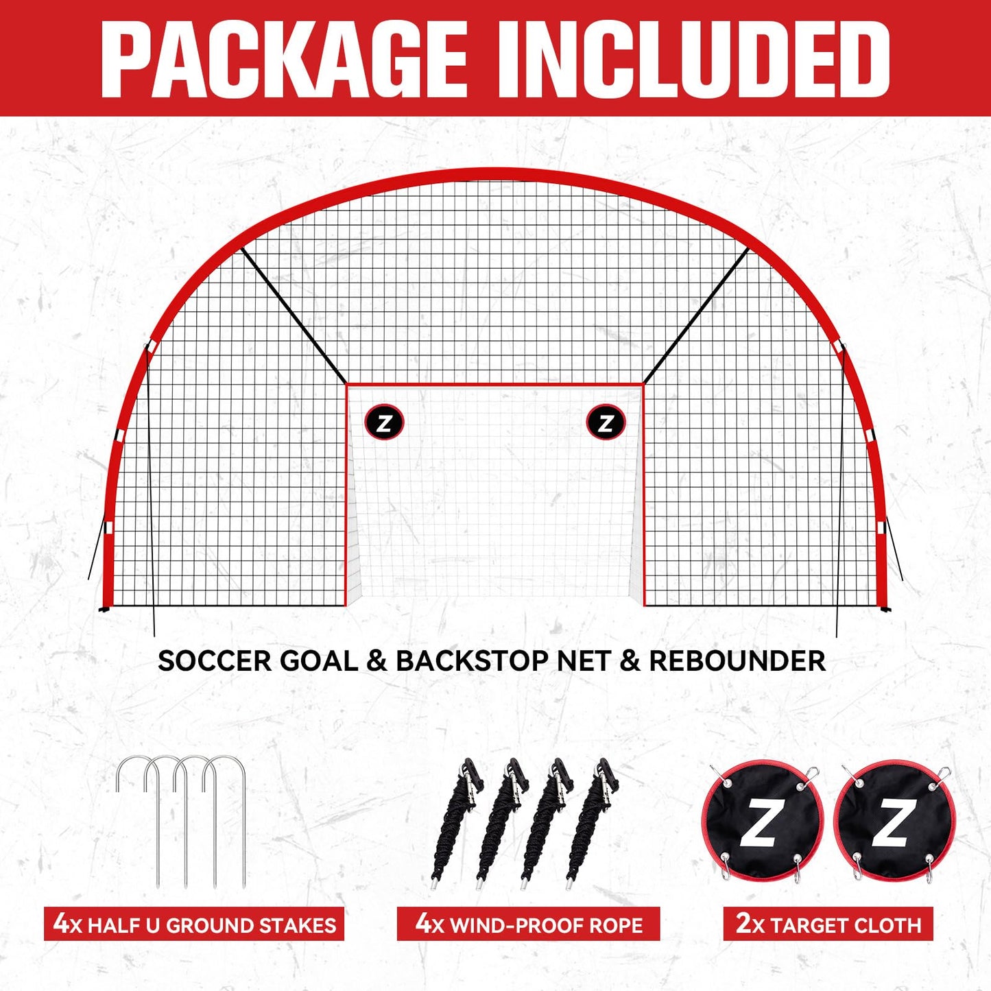 ZEALFEEL 3-in-1 Soccer Goal with Backstop Net & Rebounder, 21x10ft Soccer Rebounder Net with 2 Targets, 36-Strand PE Net, Soccer Training Equipment for Shoot Pass Ball Control Backyard Game