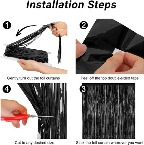 2026 Graduation Party Decorations by [Brand Name] - Black Backdrop & Metallic Fringe Curtains | 3.28 FT x 7.05 FT