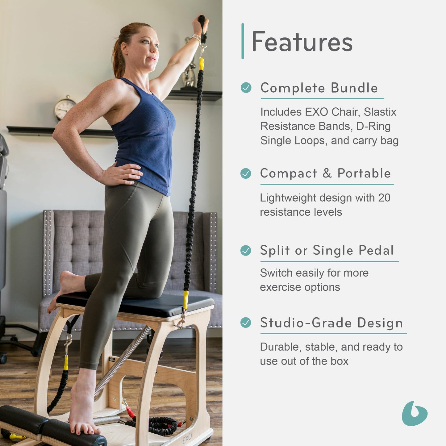 Balanced Body EXO Chair Bundle with Slastix Resistance Bands and Accessories (5 Items)