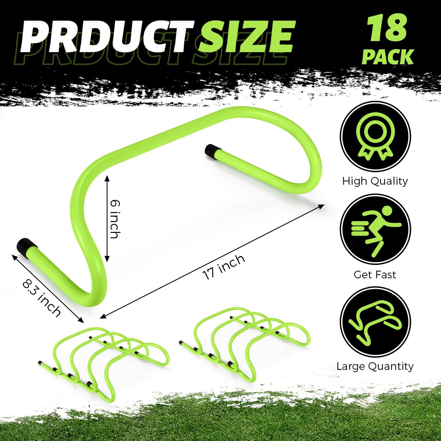Wettarn 18 Pcs 6" Speed Training Hurdles Durable Agility Training Hurdle Agility Plyometric and All Purpose Equipment for Athletes, Soccer, Basketball(Green)