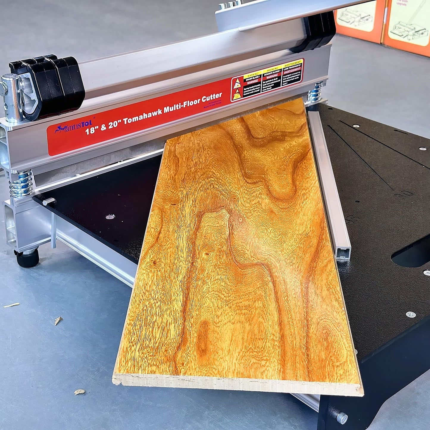 20" Pro Max laminate & Rigid core Vinyl Floor Cutter, Cuts up to 20" Wide and 11/16" (17mm) Thick; How About The Demo? Full cuts Engineered Hardwood; LVP/T, SPC, RVP, VCT, WPC, PVC; Super Powerful!