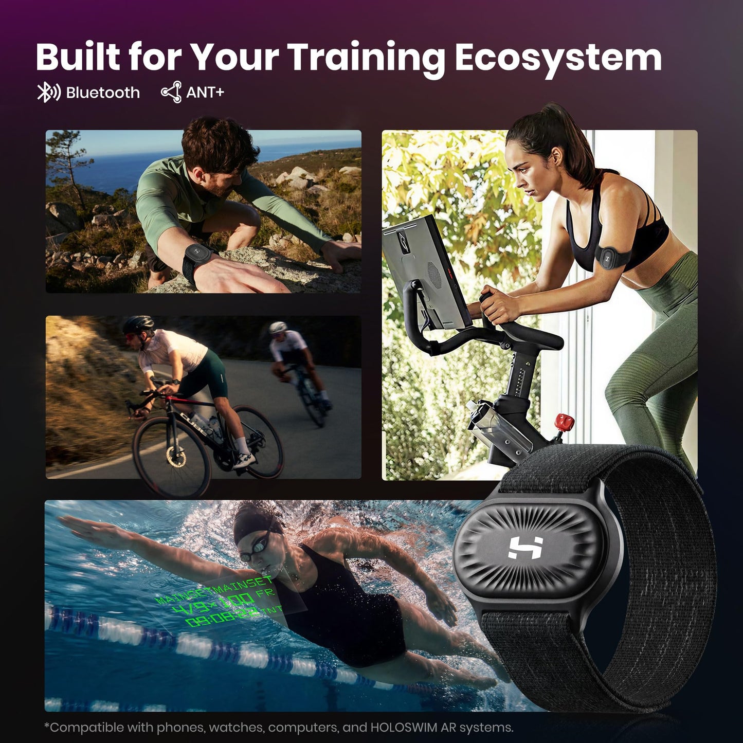 HandPlus Heart Rate Monitor, Comfort Training-Grade Optical Fitness Tracker, Advanced Optical HR with Zone Accuracy, 72h Offline Storage, Bluetooth & ANT+ for Fitness Training