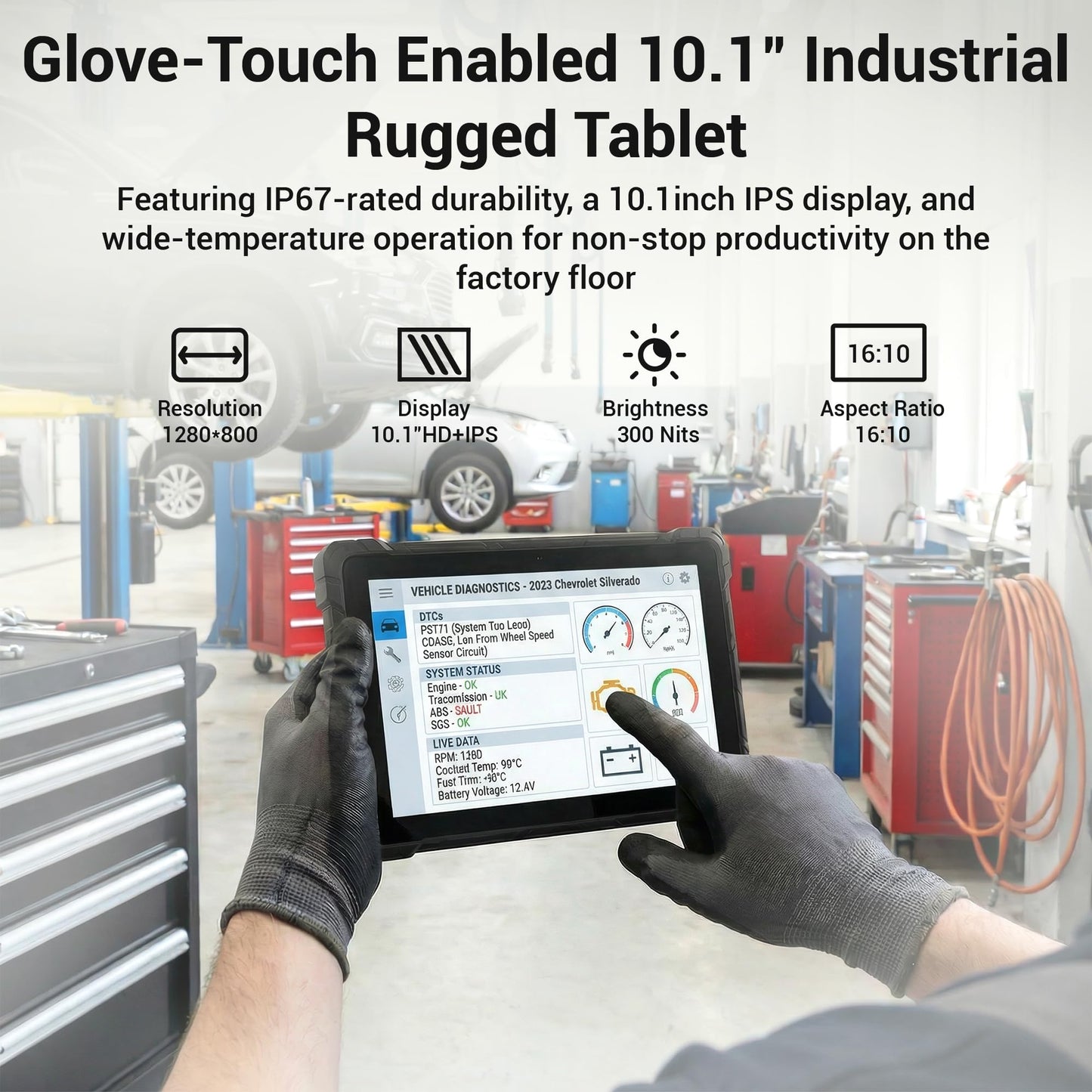 Rugged Tablet PC-HEIGAOLAPC Industrial Tablet Computer 10.1" Win11 Pro, IP67 Waterproof, Shockproof & Dustproof, 8000mAh Battery, N100 Processor, 8GB RAM 128GB SSD,4G LTE,GPS,1280*800, Type-C, RS232