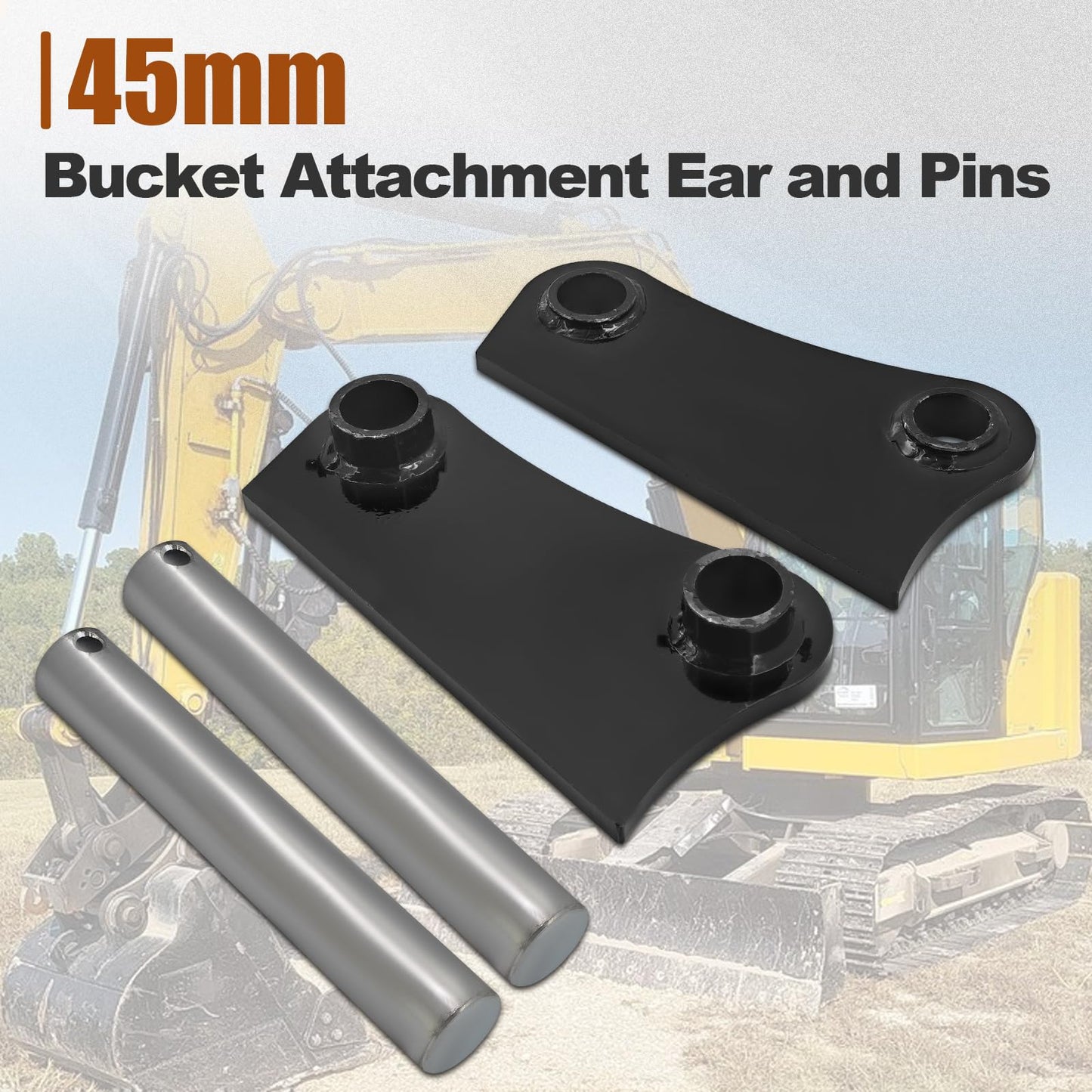 ShareZem 45mm Bucket Attachment Ear Weld On 10-1/4" C-C A Pair with Pins and Screws for Caterpillar 305 305.5 306 Mini Excavator