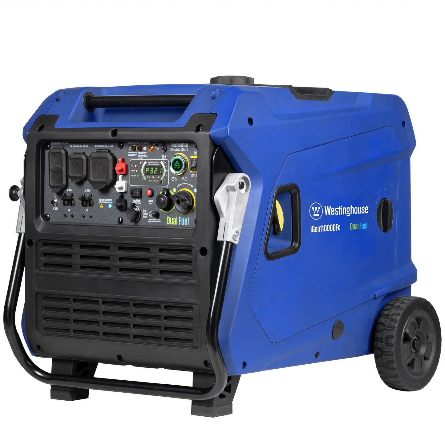 Westinghouse 11000 Peak Watt Dual Fuel Portable Inverter Generator, Remote Electric Start, Transfer Switch Ready, Gas and Propane Powered, Low THD - Safe for Electronics, Parallel Capable, CO Sensor