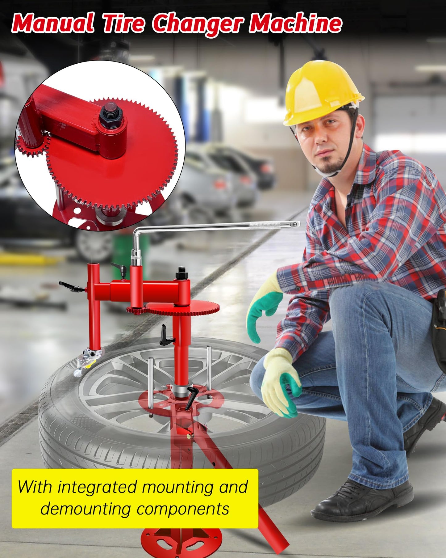CGENWDCH Upgraded Tire Changer Machine with Gear Transmission System, 16''-21'' Tire Change, Fit for Car/Truck/Trailer/SUV/RV with 16" and Larger Wheels, Not Suitable for Motorcycles, Bicycles