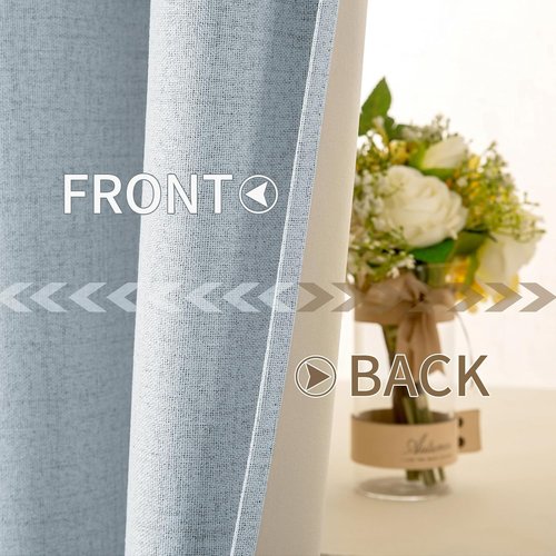 MIULEE Blackout Curtains - 100% Thermal Insulated Chambray Blue Grommet Drapes | Luxury Room Darkening, 52 x 45 Inch (2 Panels)
