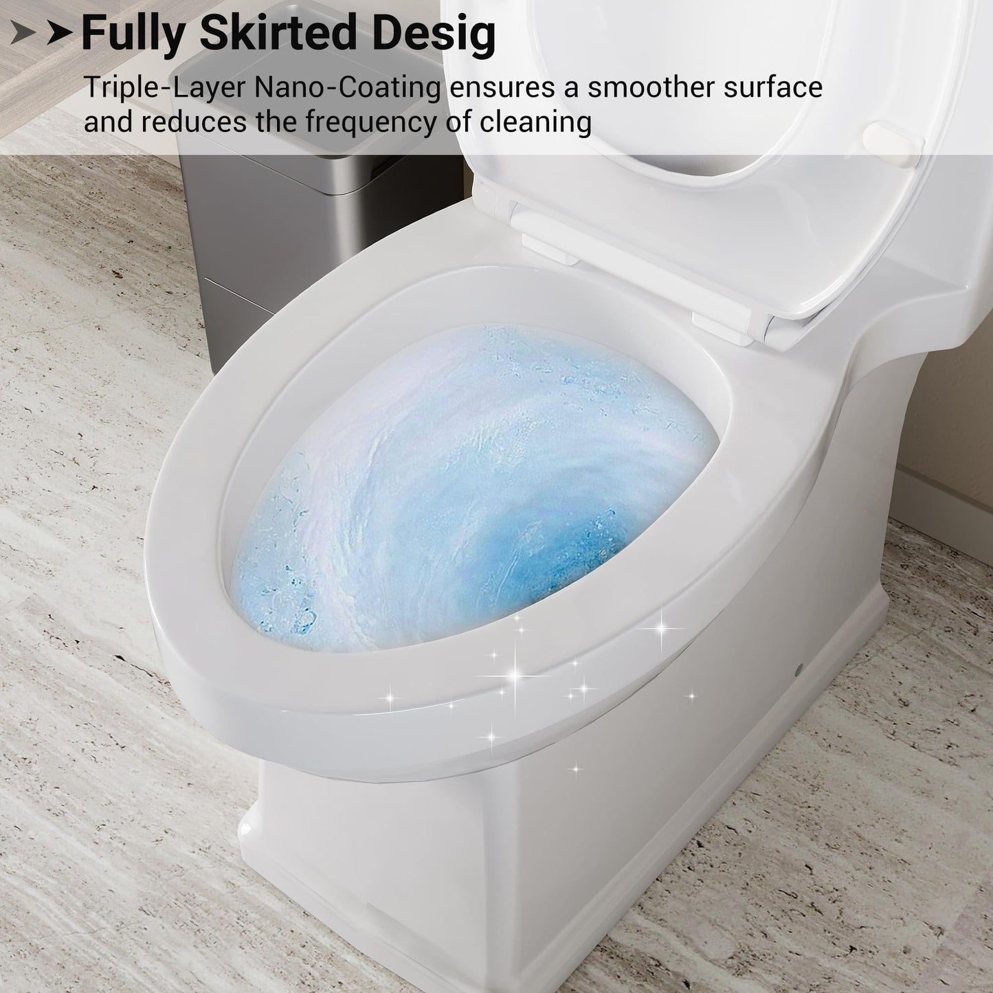One-Piece Toilet with Elongated Bowl, 1.28 GPF Water-Saving Single Flush, 12-Inch Rough-in, Soft-Close Seat, Left-Hand Lever, Comfortable Height, Bathroom Fixture