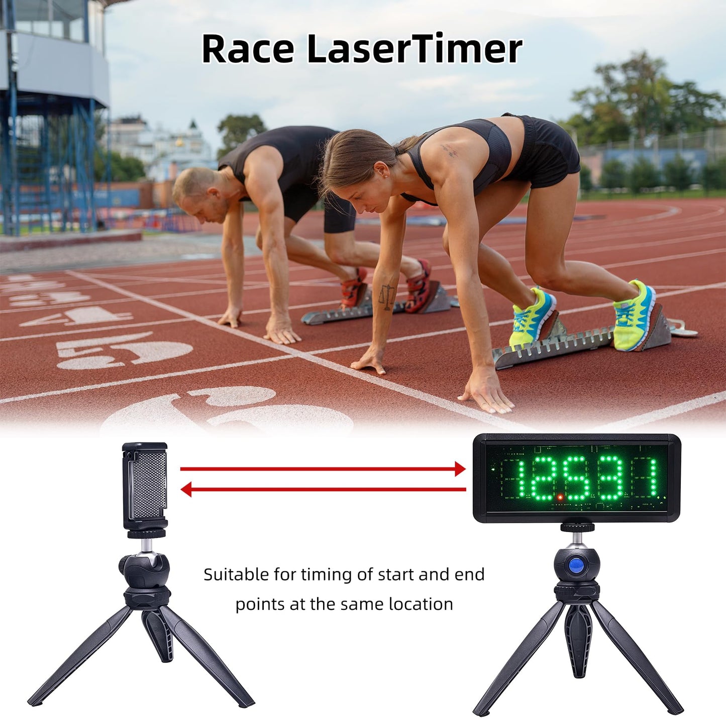 Race Laser Timer-LED Race Clock Battery Powered Stopwatch Timing Clock for Motorcycle Cycling Speed Training Short Run Race