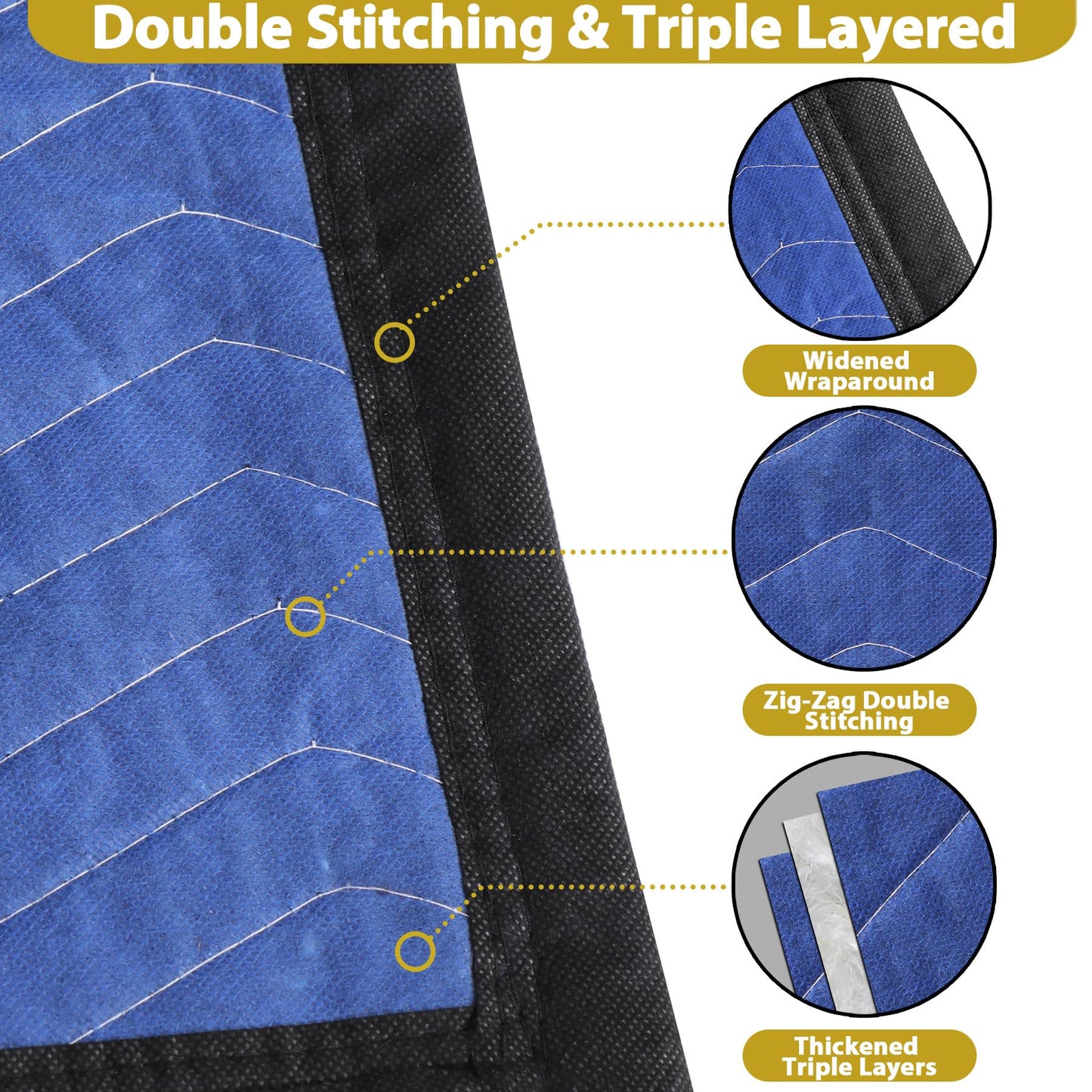 12 Moving Packing Blankets 80 x 72 Inches (65 lb/Dozen) Heavy Duty Moving Pads for Protecting Furniture Pro Quilted Shipping Furniture Pads (Blue 12PCS)