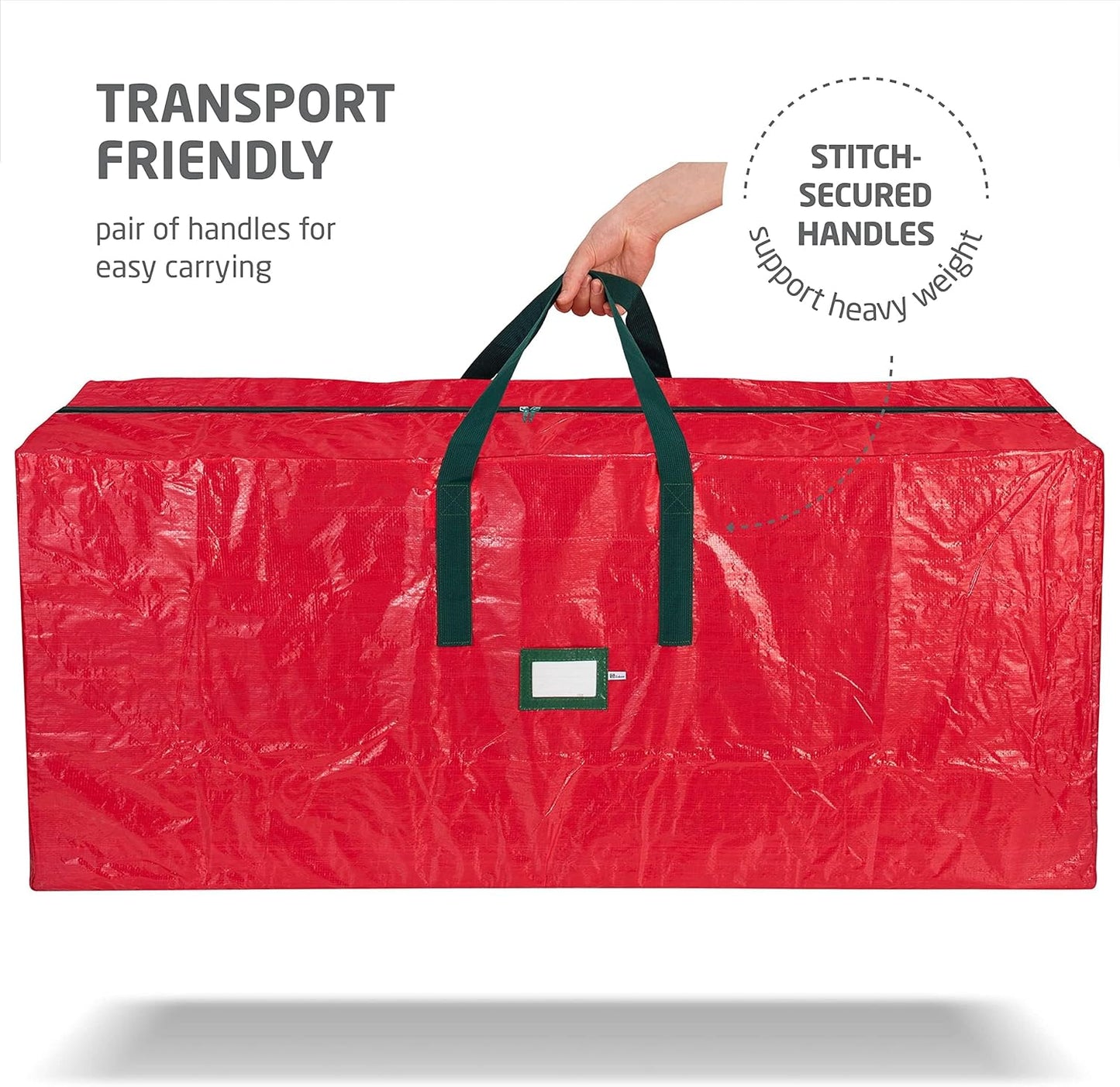 ZOBER Christmas Tree Storage Bag - 9 Ft Waterproof Bag for Artificial Trees - Durable Handles & Label Slot - Red