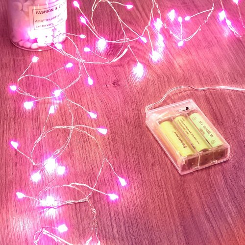 Fairy Lights | 5 Ft Battery Operated Twinkle String Lights - Waterproof Silver Wire, 60 LEDs for Valentine's Day & Weddings