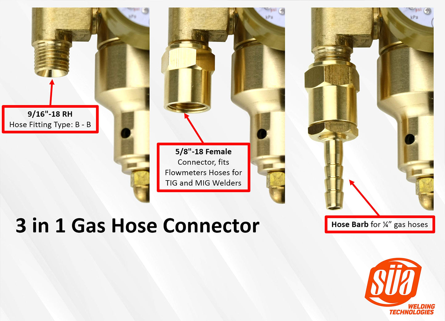 Argon CO2 - TIG/MIG Flowmeter - Welding Regulator - High-Flow - SÜA with 10 Feet Argon Hose- CGA580 - HDV