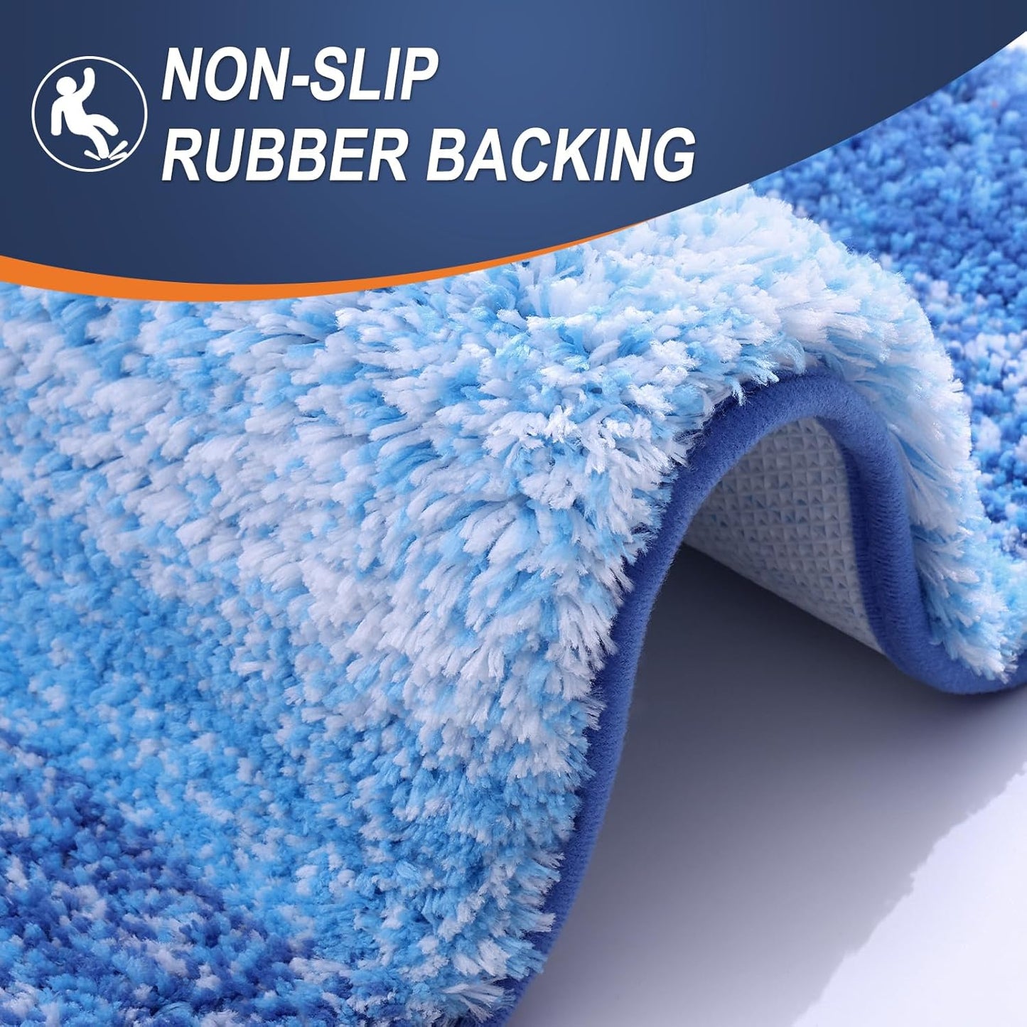 OLANLY Bathroom Runner Rug - Extra Soft Microfiber Mat with Rubber Backing | Quick Dry, 47x24, Light Royal Blue