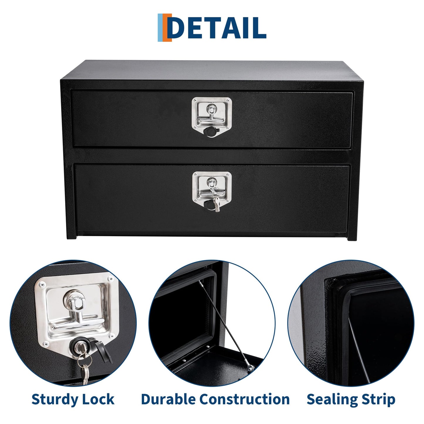 MOVECOM 36 Inch Truck Tool Box,T-Handle Lock Heavy Duty Steel Storage Tool Box, Tool Chest Organizer Lock and Keys, For Pickup, Truck Bed, RV, Trailer, Waterproof Box, Durable 36"x 18"x 20" Black