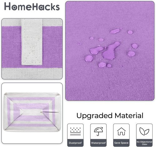 HomeHacks Large Waterproof Laundry Baskets - Collapsible Hampers with Reinforced Handles | 125L, Purple
