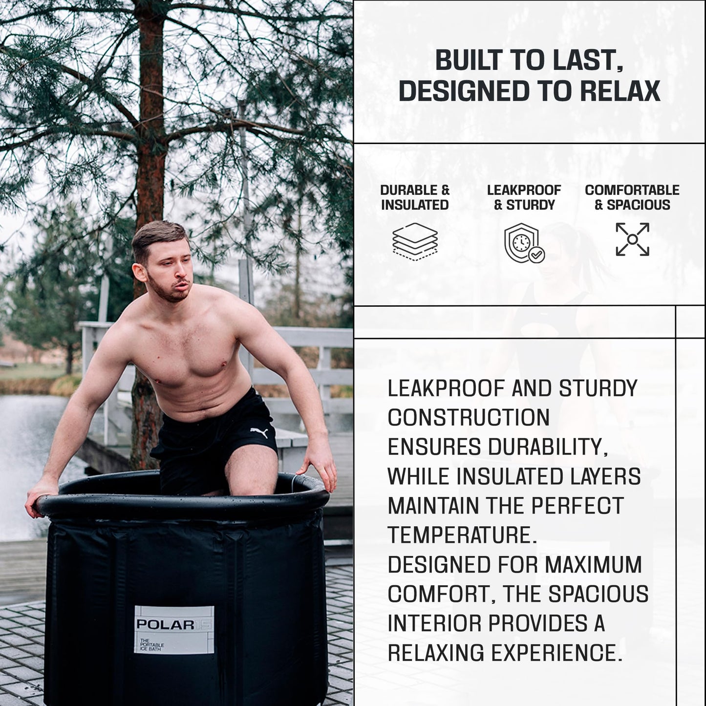 Premium Portable Ice Bath Tub for Athletes – 99-Gallon Cold Plunge Pool with Easy Drainage System – Durable PVC, Foam, and Nylon Layers – Tear-Resistant and Waterproof for Muscle Recovery