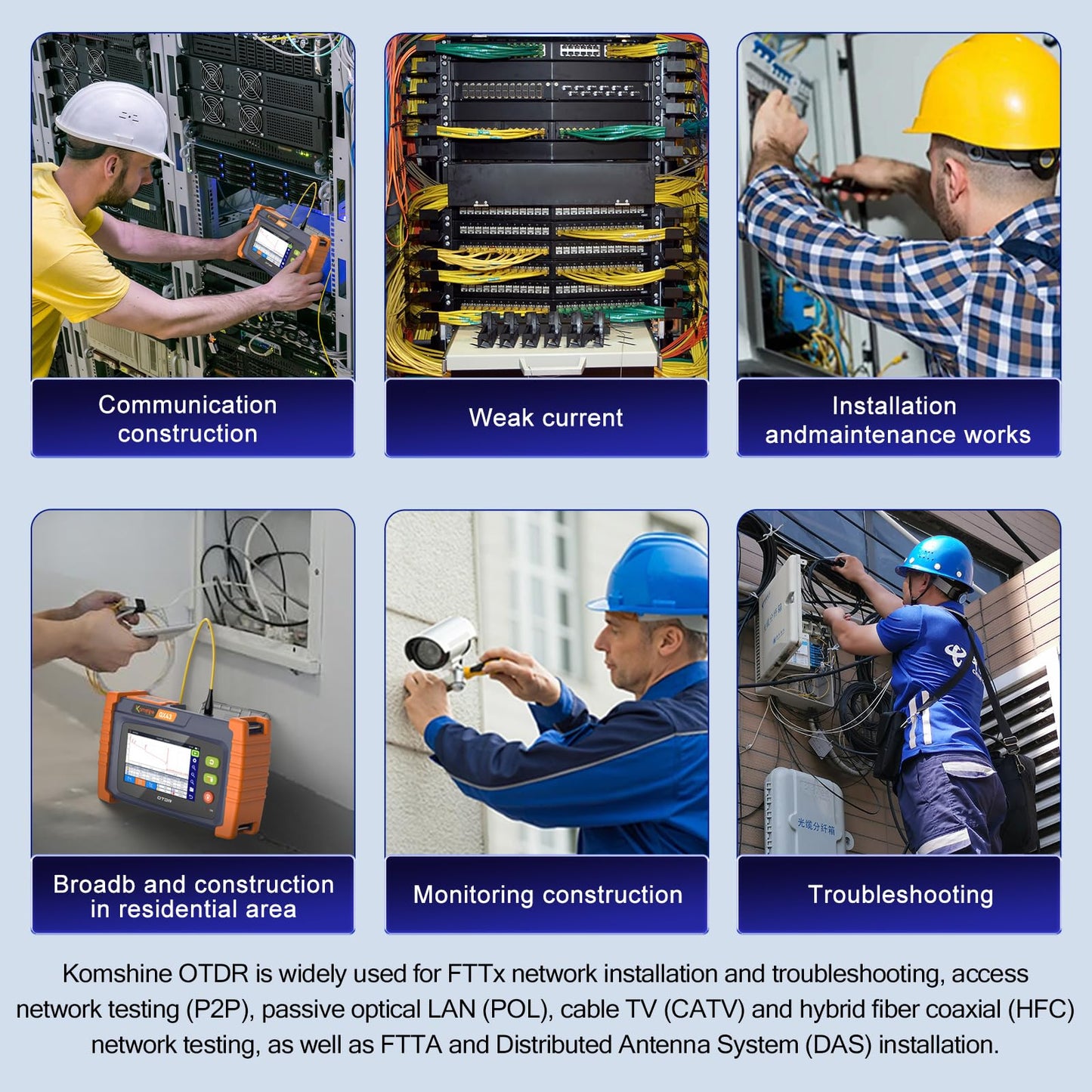 Komshine FX39 Fiber Fusion Splicer Six Motors Core Alignment 6s Splice; 16s Heat +1310/1550nm 26/24dB Touch Screen 4.3 Inch SM OTDR Built in OPM, OLS, RJ45