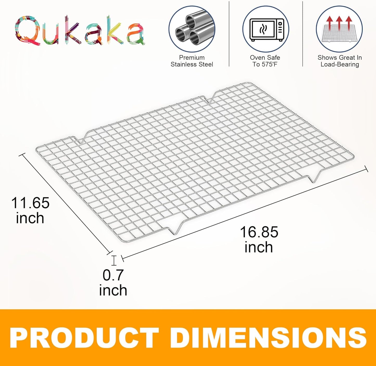 Skiennix Cooling Racks - Heavy Duty Stainless Steel Wire Racks for Baking & Grilling | 11.65''x16.85'' Silver