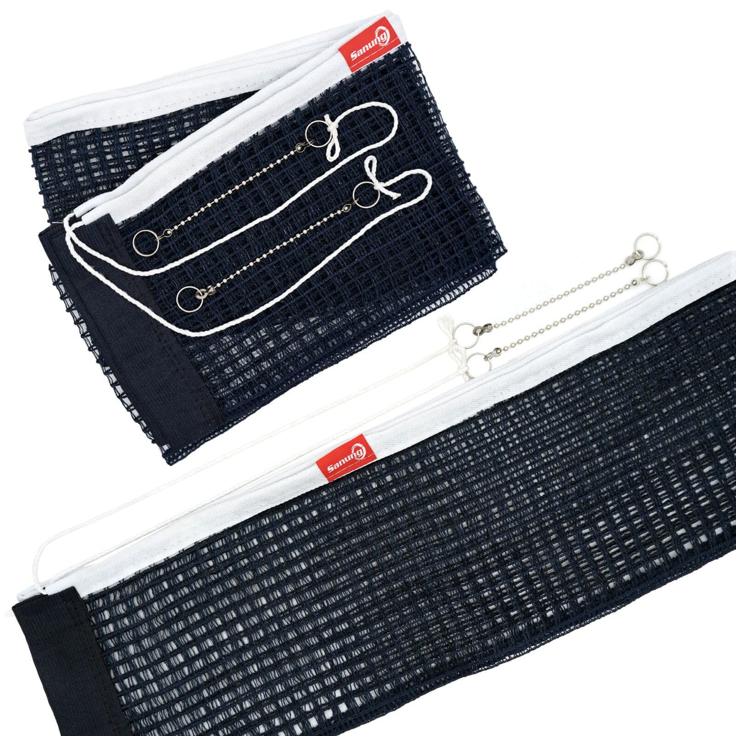 Sanung C-X1 Table Tennis Net Set, 2 Pieces Ping Pong Mesh Net with Chain for Indoor and Outdoor Training Competition Use, Easy to Set Up, Navy Blue