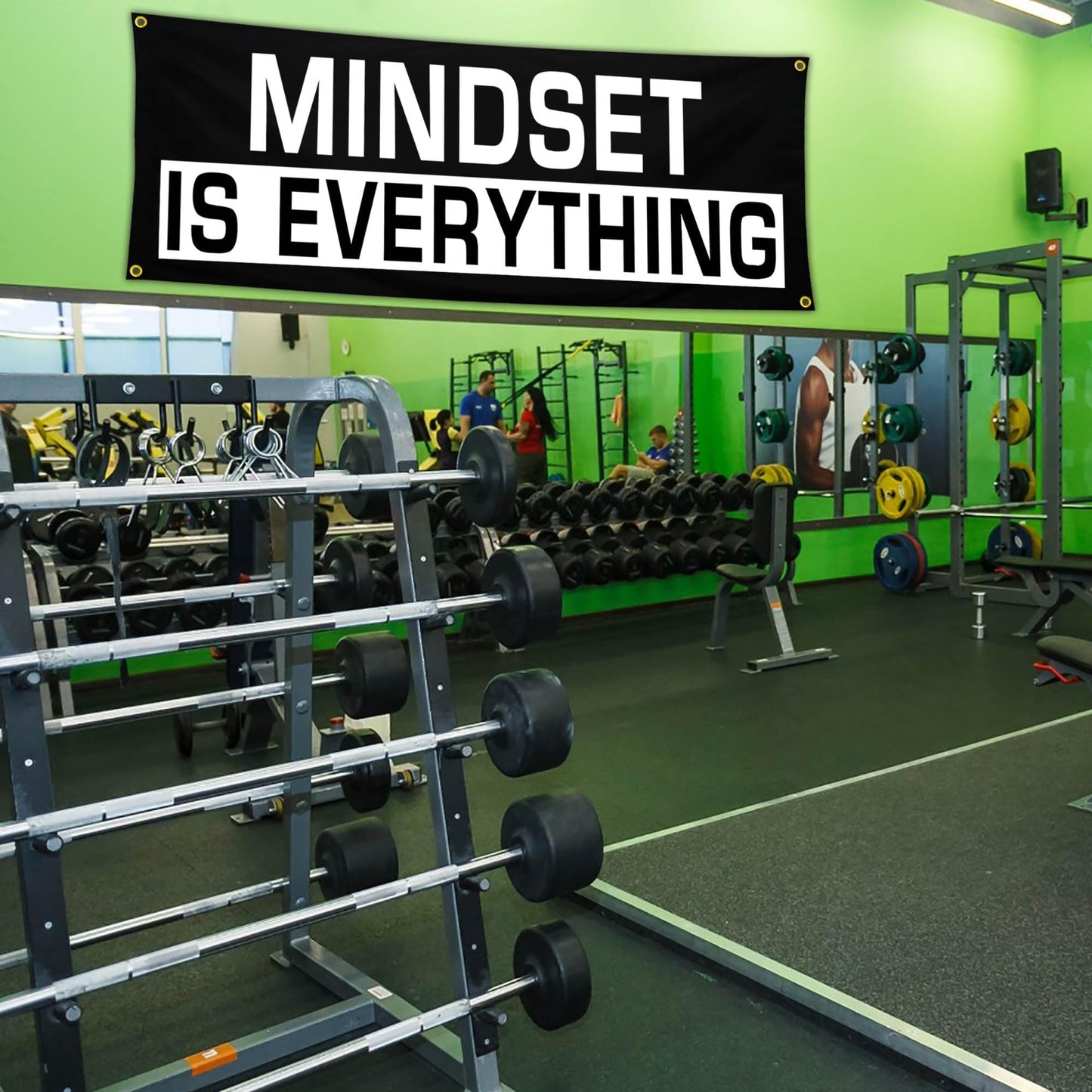 Bomtas Motivational Gym Posters Banners Flags for Home Gym Room Guys Office Bedroom Mindset is Everything Inspirational Flag Banner 24x72 Inch Motivation Wall Art Decor