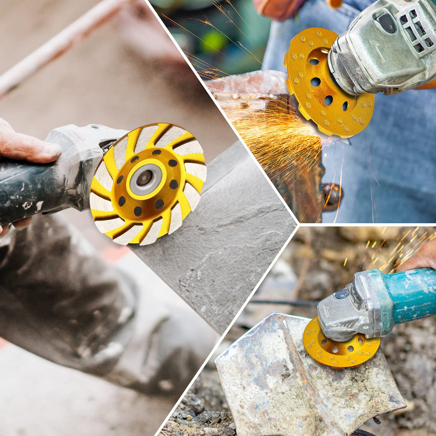 3 Pieces Diamond Cup Grinder 4 Inch Concrete Turbo Diamond Grinding Cup Wheel 12 Segs Heavy Duty Angle Grinder Wheels for Angle Grinder